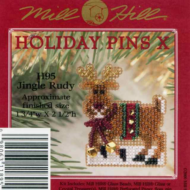 Jingle Rudy Bead Christmas Ornament Kit Mill Hill 2000 Winter Holiday