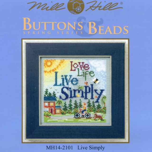Live Simply Cross Stitch Kit Mill Hill 2012 Buttons & Beads Spring